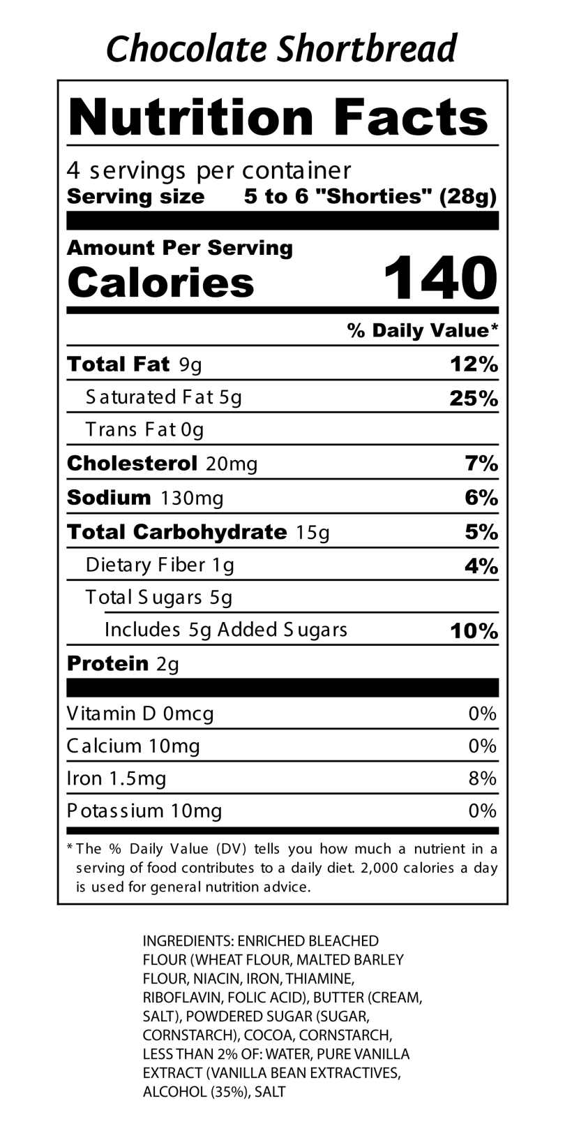 Chocolate Shortbread  (4 oz. Pouch)