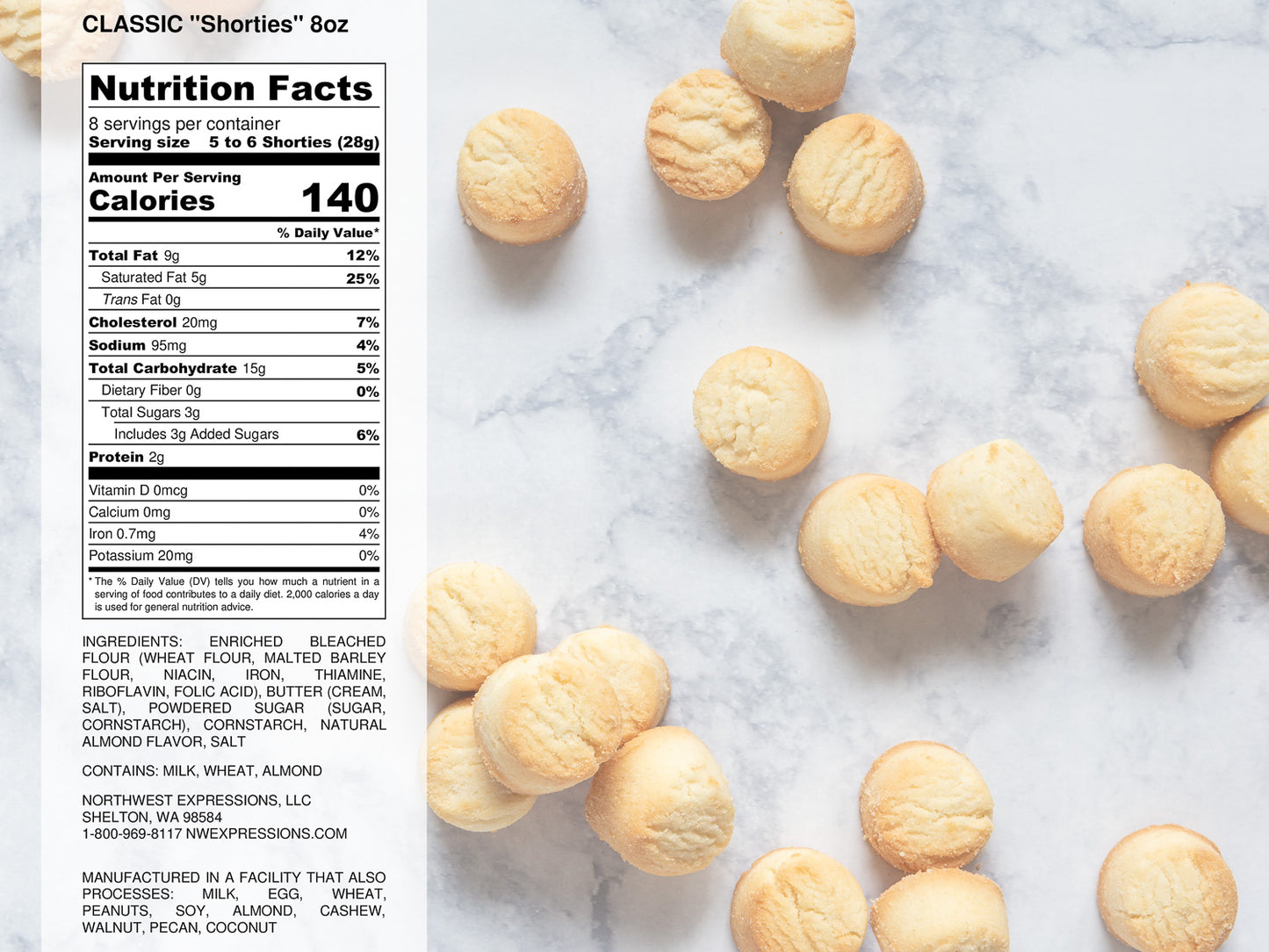 nutrition facts for the 8 ounce gift box of shortbread