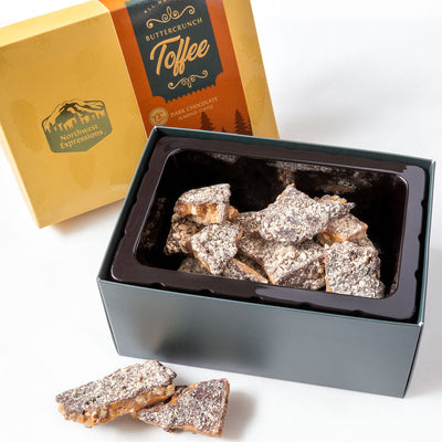 toffee displayed inside a decorative gift box