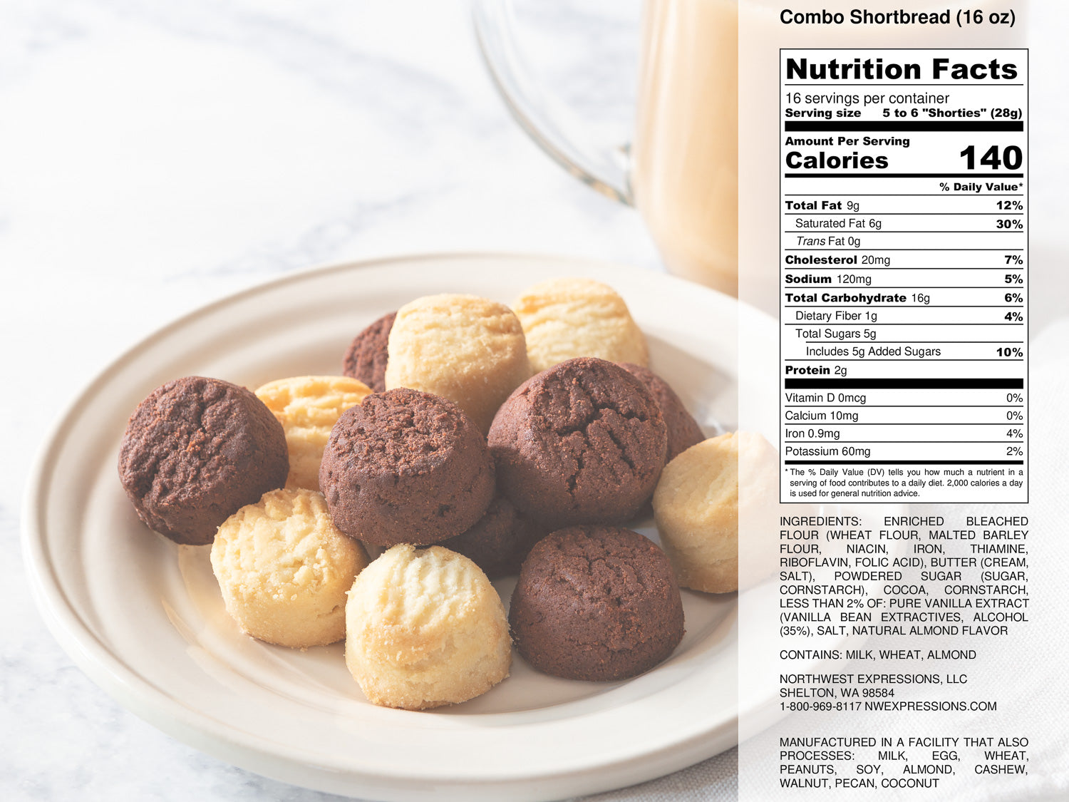 nutrition facts for the combo shortbread box