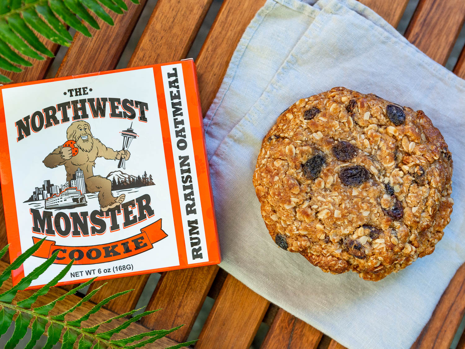  the northwest rum raisin monster cookie setting on a picnic table